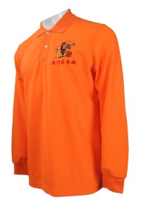 P798  來樣訂造長袖Polo恤 網上下單Polo恤 設計Polo恤 茶餐廳 Polo恤專營店     橙色